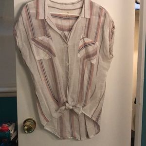 Striped button down top